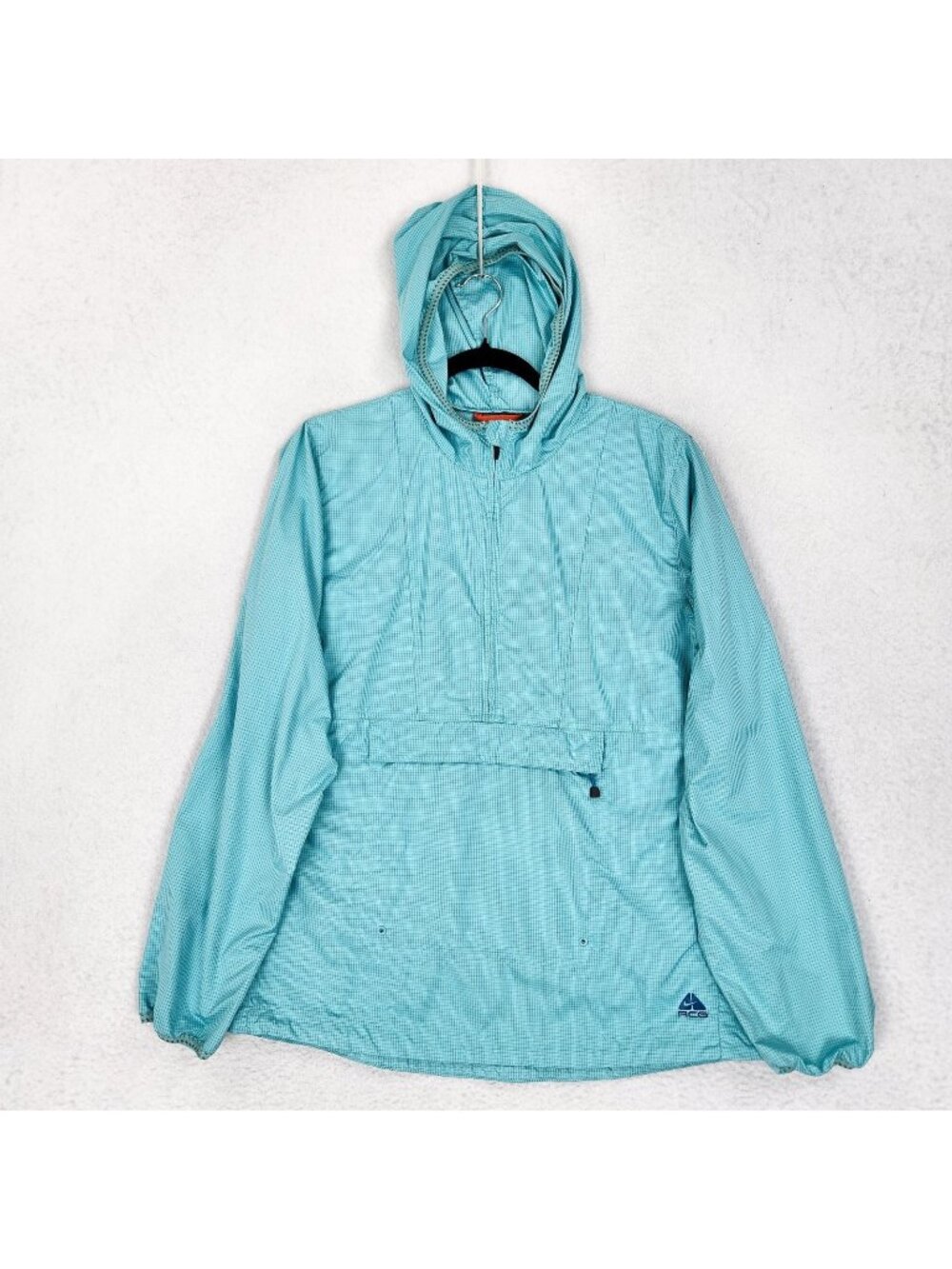 Nike Jacket Mens Medium Blue Hooded 1/2 Zip Pullover ACG Windbreaker Outdoor